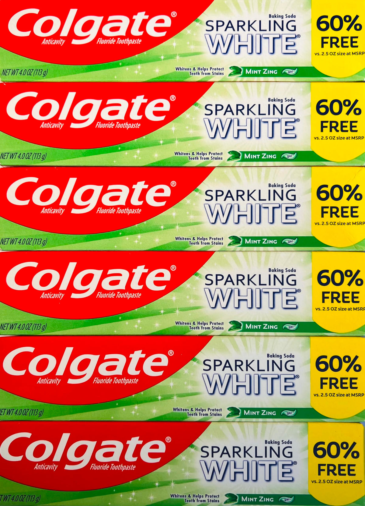 Colgate Mint Zing / 4 Ounce (Pack of 6) / 1 Toothpaste