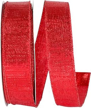 Reliant Ribbon Metallic Reflection Value Wired Edge Ribbon, Red