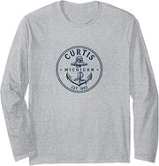 Curtis Michigan Vintage Nautical Anchor Design Long Sleeve T-Shirt