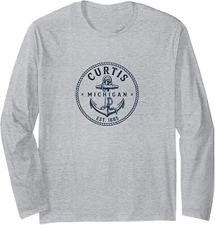 Curtis Michigan Vintage Nautical Anchor Design Long Sleeve T-Shirt