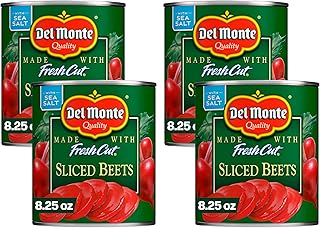 Del Monte FRESH CUT Canned Beets Sliced, Canned Vegetables, 8.25 oz Can (Pack of 4)