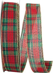 Reliant Ribbon Mcshay Plaid Value Wired Edge Ribbon, 1-1/2 Inch X 50 Yards, Multi