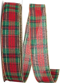 Reliant Ribbon Mcshay Plaid Value Wired Edge Ribbon, 1-1/2 Inch X 50 Yards, Multi