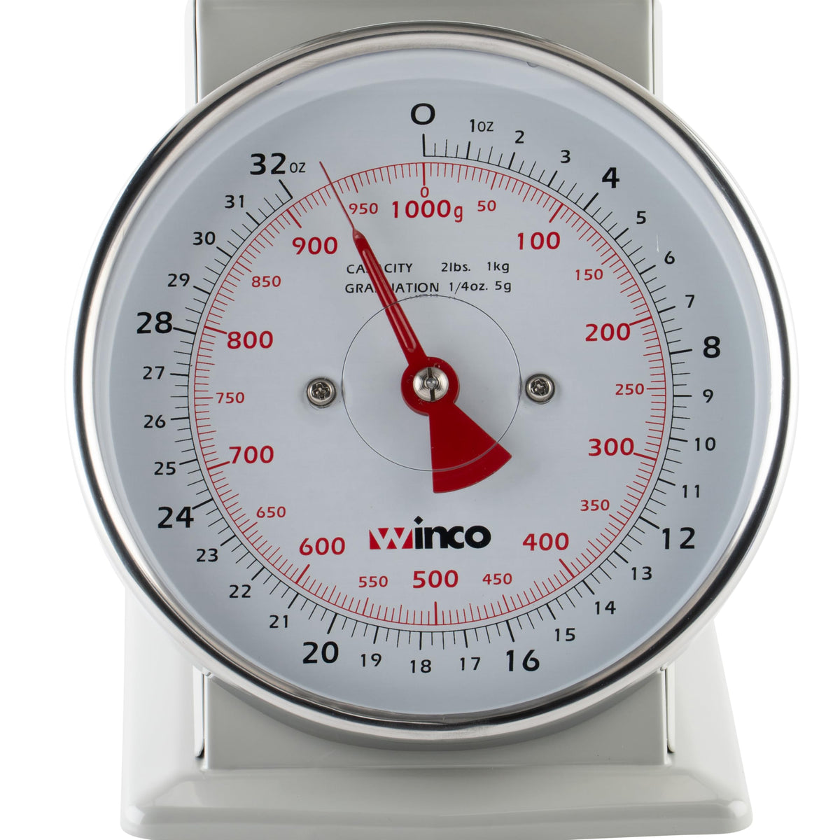 6 1/2" Clear Analog Receiving Stainless Steel Scale by Winco – 6.5", painted steel, White, Steel, Model SCAL-62