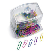 Self-Dispensing Paper Clip Holder with 250 Assorted Color Paper Clips by Officemate – 1 inch, Vinyl, Assorted, Model 93697