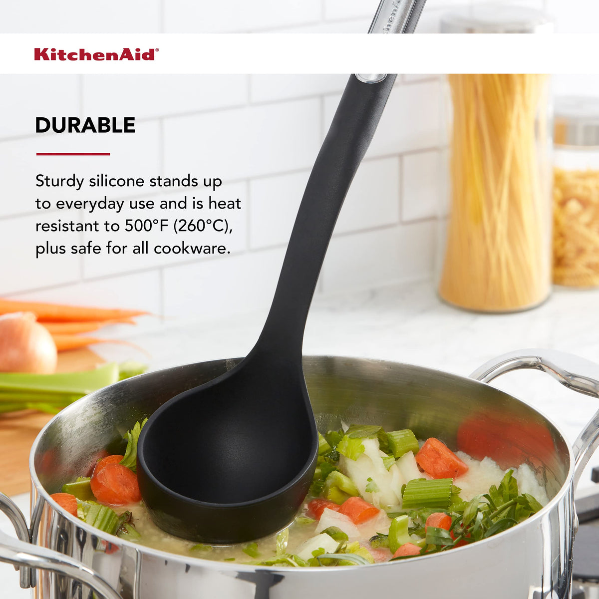 Silicone Ladle by KitchenAid – 13 inches, Silicone, Black, Model KL006OHOBA