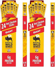 Slim Jim Giant Chicken Sticks, Buffalo Wild Wings Hot, 6g Protein per Stick, Easter Basket Stuffer for Men, 0.97 oz. (24 Count) (Pack of 2)
