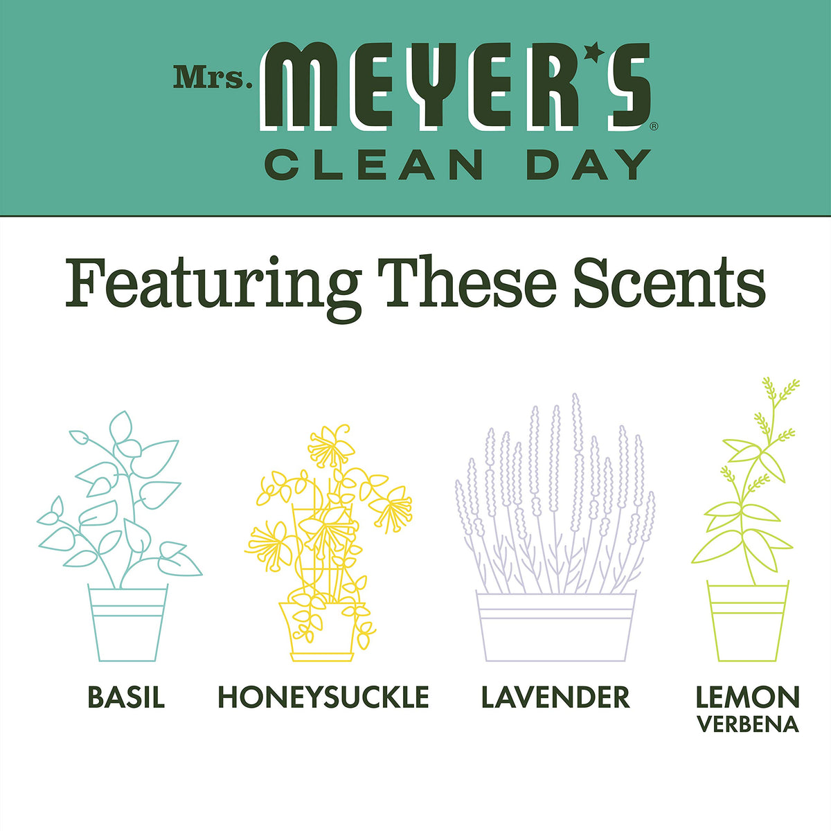 Mrs. MEYER'S 16 Fl Oz (Pack of 2) / Basil / A340 Dish Soap