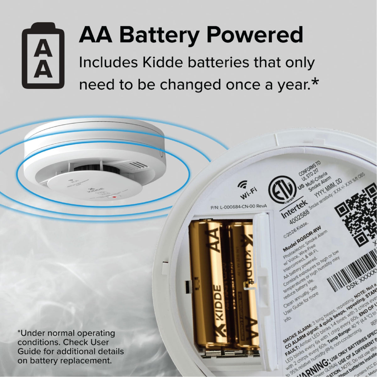 Smart Smoke & CO Detector with Ring by Kidde – 5 Inches, Plastic, White, Model RGCUDR-RW