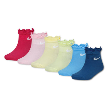 6-Pack Ruffle Ankle Socks by Nike – Medium Soft Pink, Pack of 6, Model GN1232-A0W