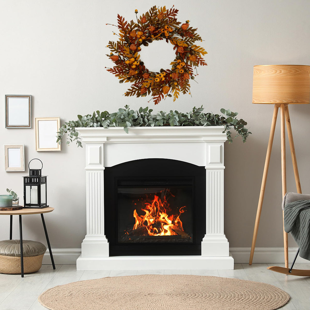 WreathDream Fall Wreath, 20 Inch Oak Leaves with Acorns and Pine Cones, Brown Oak Leaves