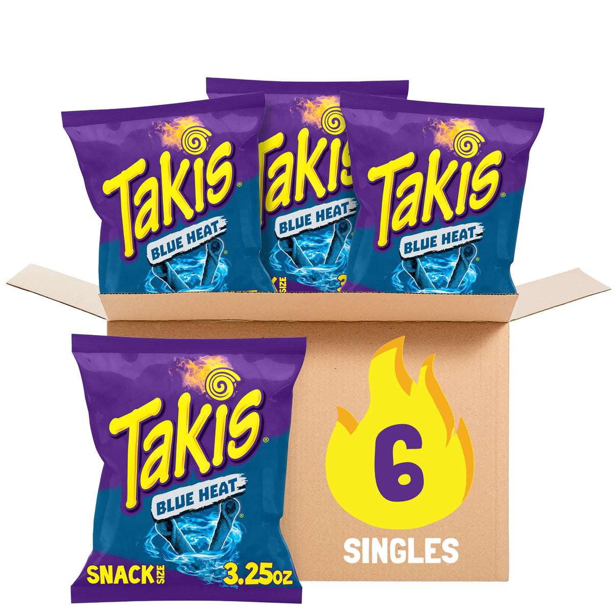 Blue Heat Rolled Tortilla Chips Case by Takis – 3.25 Ounce (Pack of 6)