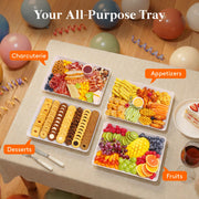 Lifewit Plastic Serving Trays, 16 x 12 Inch, Set of 4, White