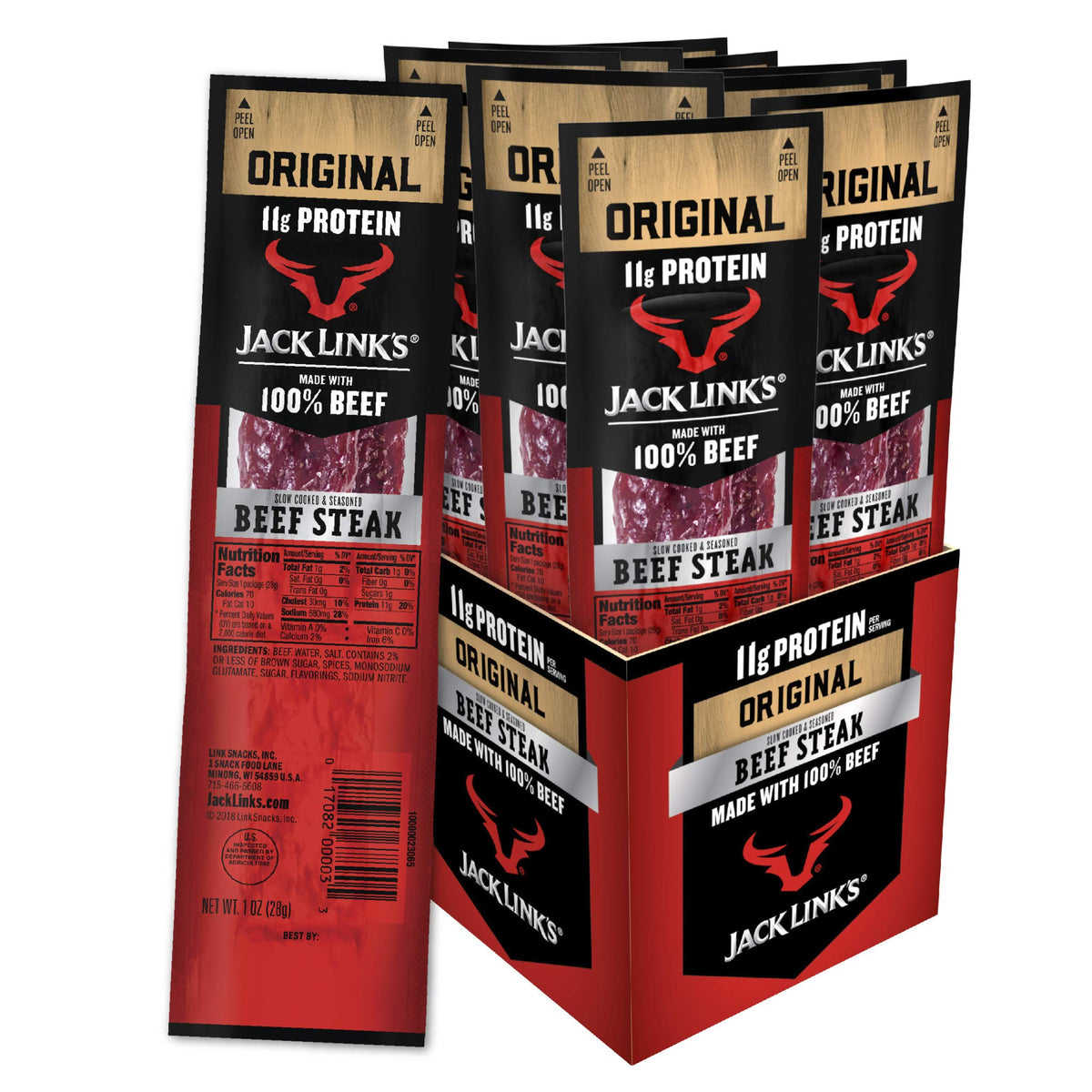 Premium Cuts Beef Steak by Jack Link's – 1 Ounce (Pack of 12), Pack of 12, Model JLB02027