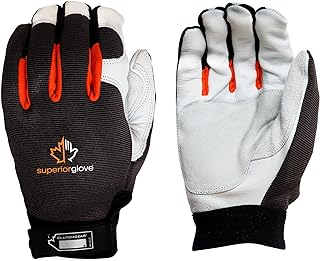 Superior Glove Leather Mechanics Gloves - Heavy Duty Hand Protection Clutch Gear (1-Pair) MXGCE