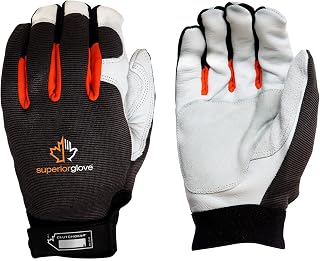 Superior Glove Leather Mechanics Gloves - Heavy Duty Hand Protection Clutch Gear (1-Pair) MXGCE