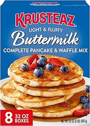 Krusteaz Light and Fluffy Buttermilk Complete Pancake Mix, Waffle and Pancake Mix, Just Add Water, 32 oz Box (Pack of 8)