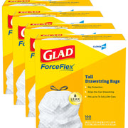 Glad ForceFlex Tall Kitchen Trash Bags, Clorox Pro, 13 Gal, 100 Ct, 4 Pack