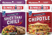 Bumble Bee Seasoned Tuna Pouch Duo (2 Total Pouches) - Spicy Thai Chili Tuna and Chipotle Tuna - Ready to Eat 2.5 oz Packets