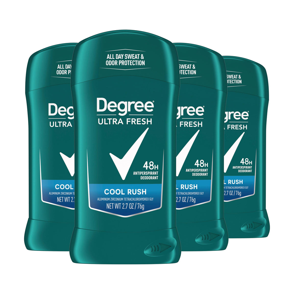 Men Ultra Fresh Antiperspirant Stick 4 Pack Cool Rush 2.7 oz by Degree – 10.8 Ounce (Pack of 1), Green, Model 079400520395