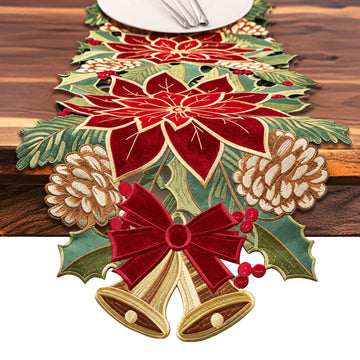 Ritgssi Christmas Tree Table Runner, 14 x 72 Inches, Red Green
