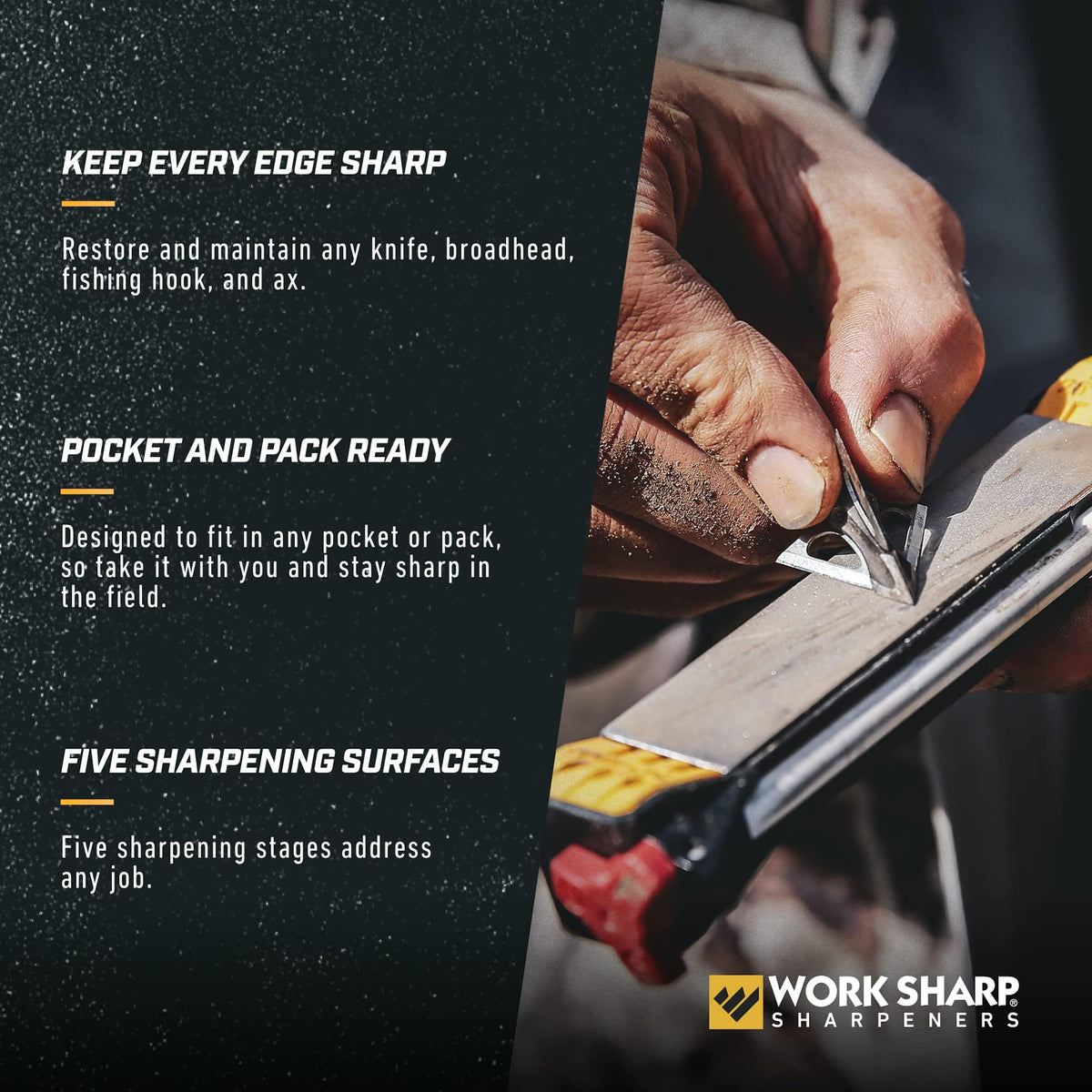 Guided Field Sharpener by WORK SHARP – One Size, Diamond and Ceramic Sharpener, Black, Model WSGFS221