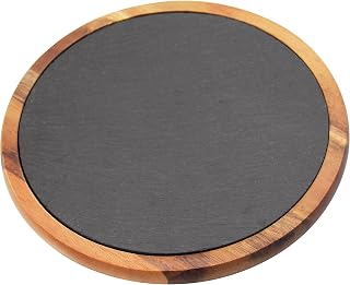 PADERNO World Cuisine Slate with Wood Base Serving Board, 11.75, Brown