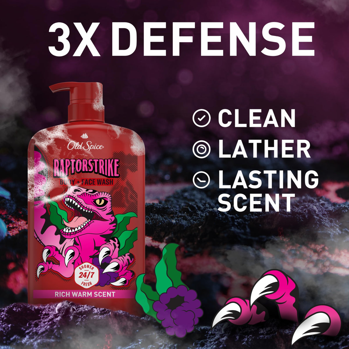 Old Spice Raptorstrike with Dark Berry / 33.4 Fl Oz (Pack of 2) / Rojo Body Washes