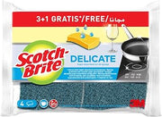 Scotch-Brite Delicate, Non-Scratching Natural Fibre Washing Up Sponges, 3 Plus 1 Free - Highly Absorbent Sponges for Kitchen and Household - Gentle on Uncoated Cookware and Glass