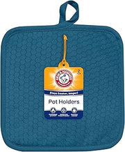 Arm & Hammer Quilted Pot Holders, Heat Resistant, Non-Slip Silicone Grip, 2 Pack, Navy