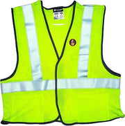 MCR Safety FRMCL2MLM Class 2 Safety Vest with Mesh Flame Retardant Modacrylic/Aramid Blend and 2" Silver Stripes, Medium, Lime