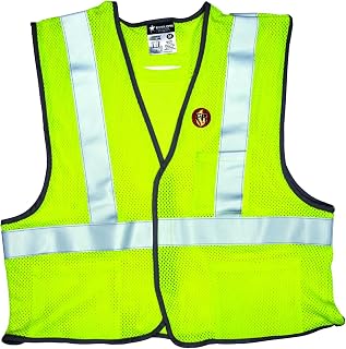 MCR Safety FRMCL2MLM Class 2 Safety Vest with Mesh Flame Retardant Modacrylic/Aramid Blend and 2" Silver Stripes, Medium, Lime
