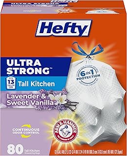 Hefty Ultra Strong 13 Gal Kitchen Trash Bags, White, Lavender Vanilla, 80ct