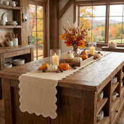 Yuboo Burlap Table Runner, Scalloped Edge, 14 x 70 Inch, Burlap