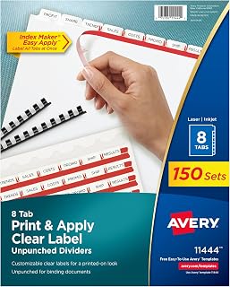 Avery Index Maker Clear Label Dividers, 8-Tab, Unpunched, 150 Sets