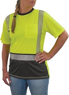 Ergodyne Women's Glowear 8276bk Women’s Performance Hi-vis T-Shirt - Type R, Class 2, Black Bottom