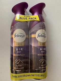 Febreze Luxe Air Mist Mountain, Air Freshener Value Pack, 8.8 oz, 2 Bottles