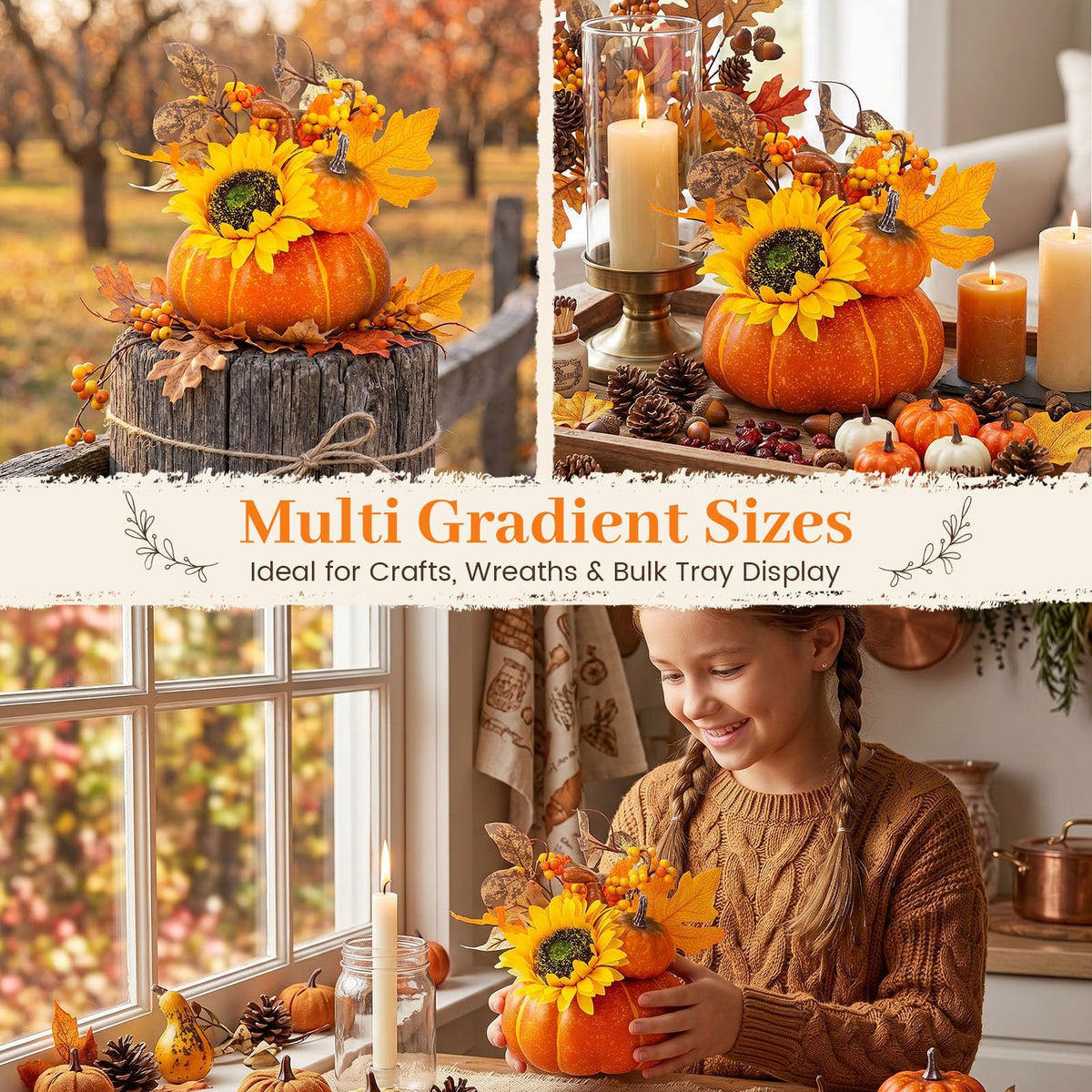 DomeStar Artificial Pumpkin, Medium 5.7 x 6.7 Inches, Orange