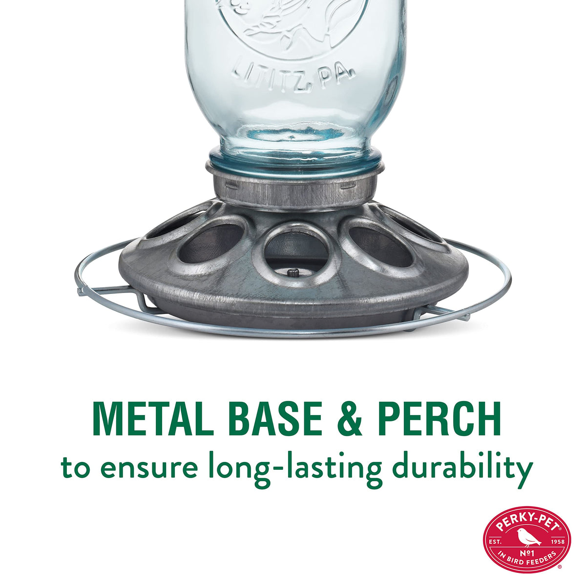 Mason Jar Wild Bird Feeder by Perky-Pet – No Size, 1 pounds, Glass, Blue