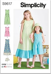 Simplicity S9617 Children's Pull-On Jumpsuit, Romper & Dress Sewing Pattern, Sizes 3-6