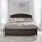 Liberty Furniture Avalon Queen Panel Storage Bed with Footboard Drawer Bedroom Bed Frame - Coffee Bean Oak Wood