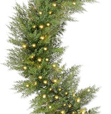 Best Choice Products Pre-Lit Cedar Cypress Christmas Garland w/ 50 LEDs, 9Ft Realistic Indoor Holiday Accent Decor for Door, Mantle, Corded