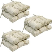 Blazing Needles 16-inch Rounded Back Jacquard Indoor Chair Cushion (Set of 2, 4, or 6) - 16 x 16 Set of 6 - Pine Cabin