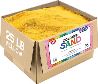 Hygloss Colored Sand for Crafts – 25 lb, Yellow – Vibrant Colorful Fine Sensory Play Sand Art Kits for Kids – Classroom Activities for Children 3 4 5 6 7 8 9 10 11 12 – Safe for Ages 3+