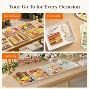 Lifewit Plastic Serving Trays, 16 x 12 Inch, Set of 4, White