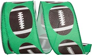 Reliant Ribbon Footballs Fun Wired Edge, Green, 2-1/2 Inch, 10 Yards