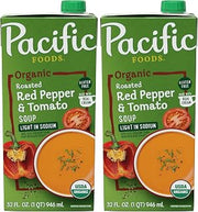 Pacific Foods Organic Light in Sodium Roasted Red Pepper and Tomato Soup, 32 Oz (Pack of 2)