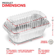 Disposable Aluminum Mini Loaf Pans with Lids by Stock Your Home – 50 Pack, 1.0 pounds, Foil, Silver, Pack of 50