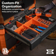 MODbox Three Drawer Rolling Toolbox by KLEIN TOOLS – Three Drawer Rolling Toolbox, Impact Resistant Polymers, Orange, Model 54890MB