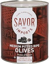 Savor Imports Medium Pitted Ripe Olives, 51 Ounce Can, 6 Count, Kosher Certified, Made in Morocco, Ambient Storage
